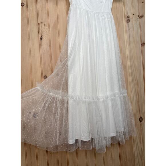 NWT Lulus Dreamy Celebration White Tulle Bustier Swiss Dot Midi Dress Bride XS - Picture 9 of 10